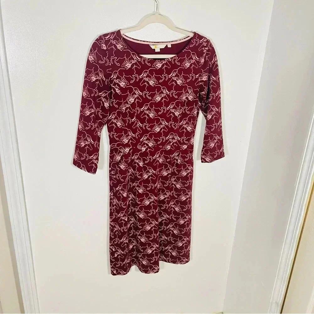 NEW Boden Penny Jersey Midi Dress Wild Horses Burgundy Western Cowgirl Bohemian - Picture 3 of 8